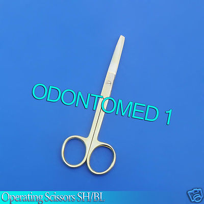 6 Operating Scissors Sharp/Blunt 5.5'' Straight Full Gold Surgical Instruments