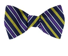Men's 100 Silk Designer Stripe Self Tie Woven Bowtie- NWT