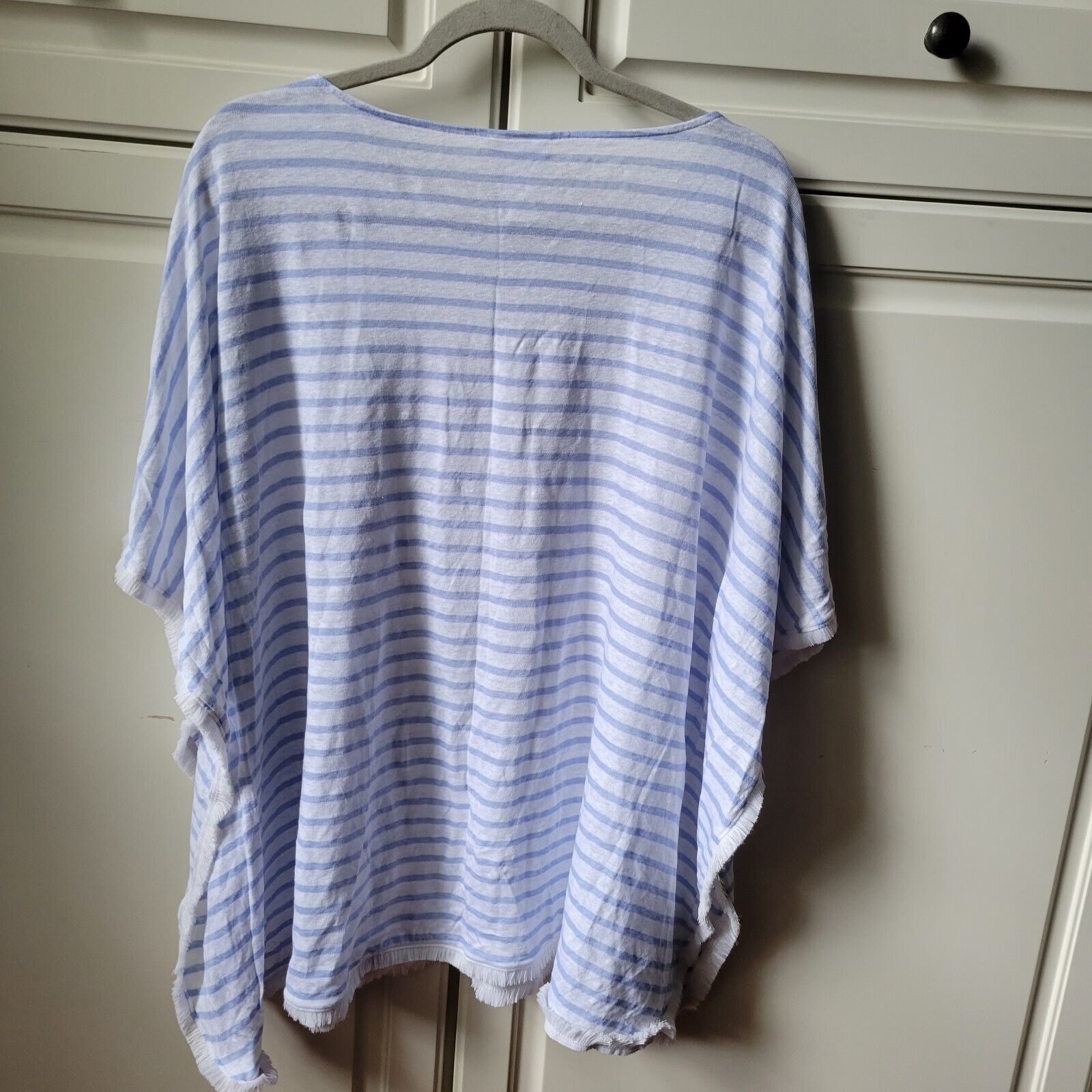 J. Jill Womens Shirt Poncho Top Blue White Stripe… - image 7