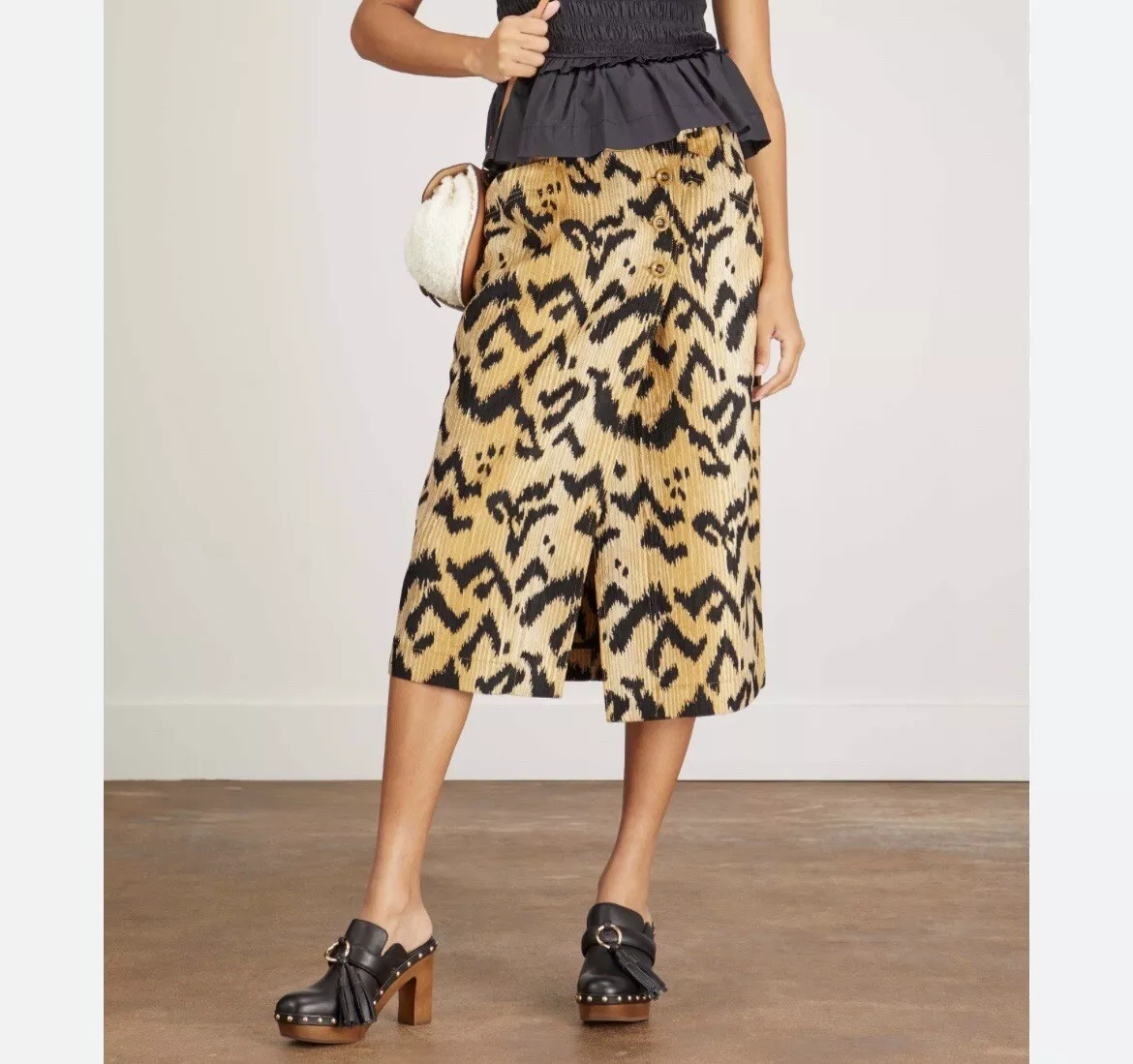 Brown top jacquard skirt