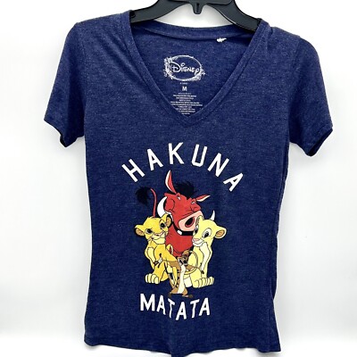 Disney Junior's Size Medium Hakuna Matata Short Sleeve V-Neck Tee Shirt