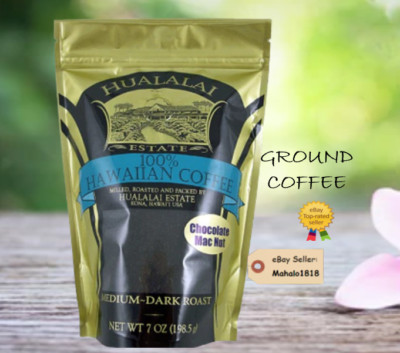  HUALALAI ESTATE 100% Hawaiin coffee CHOCOLATE MACADAMIA NUT GROUND 7oz FRESH