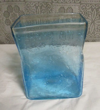 Blue Bubble Vase - 7.75" tall x 6" x 3.5" - Heavy Glass