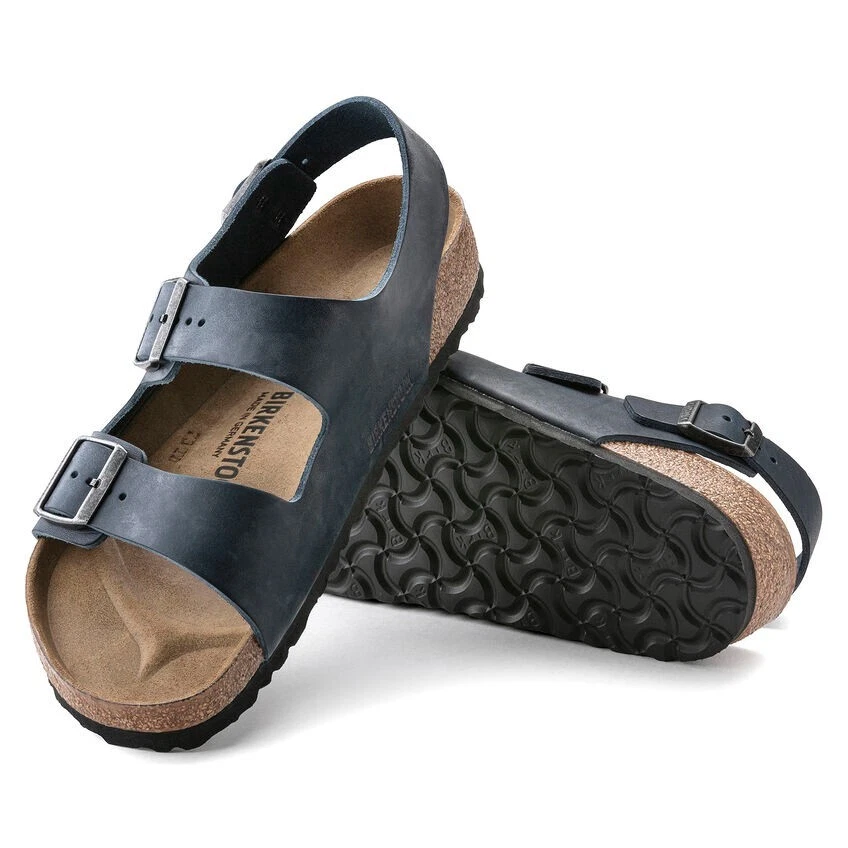 New Birkenstock Milano Leather Sandal Color Midnight Size EU45