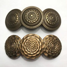 Vintage Antiqued Gold Tone Metal Barrette Round Circle Southwest Made in France