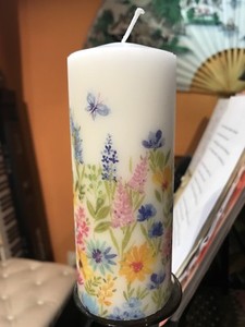 Meadow Design Hand Decorated Pillar Candle 50hrs 15x6cm Ebay
