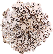 100Pcs Mini Butterfly Shaped Wood DIY Craft Cutout Wooden Slices Embellishments