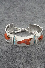 Multi-Stone & Sterling Silver Link Bracelet -  Quintin Quam Sr.