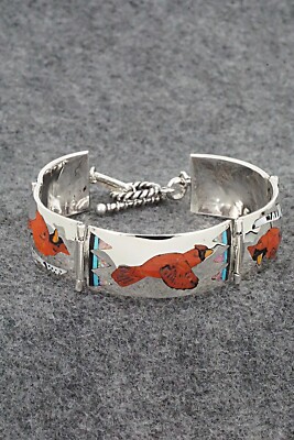 Multi-Stone & Sterling Silver Link Bracelet -  Quintin Quam Sr.