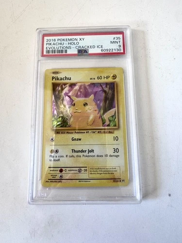 2016 POKEMON XY PIKACHU - HOLO EVOLUTIONS - CRACKED ICE - psa 9 - 35/108