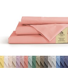 Linen Home 100 Cotton Percale Sheets Full Size, English Rose, Deep Pocket, 4...