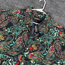 Cremieux Shirt Mens 3XT Tall Green Black Paisley Short Sleeve Button Up New