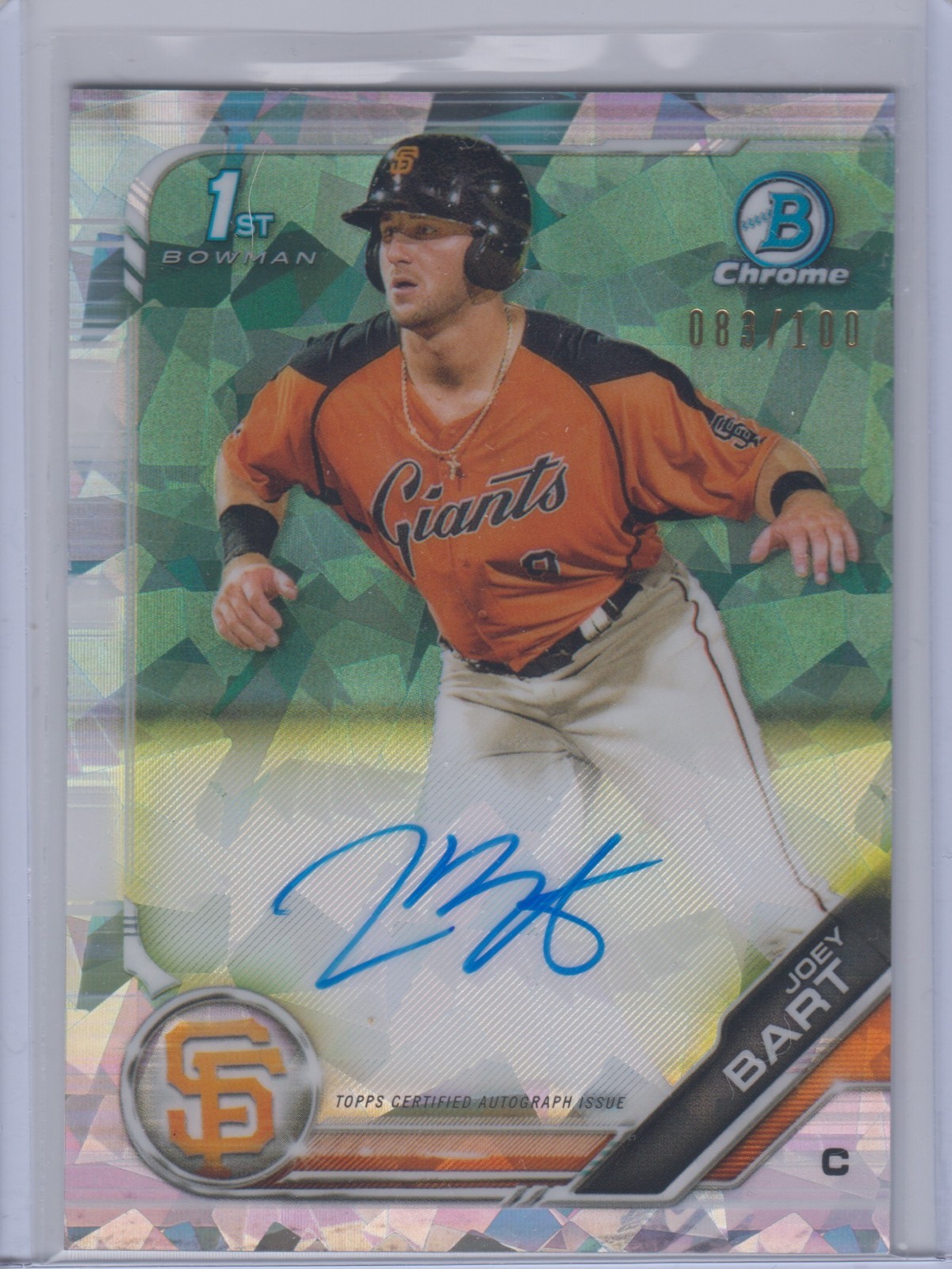 2019 Bowman Chrome JOEY BART Auto Atomic Refractor /100 RC Autograph #CPA-JB