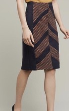 Eva Franco Anthropologie Western Pencil Skirt Multicolor Chevron Embroidery Sz M