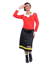 Popeye Olivia Oyl Damen Kostüm mit Perücke