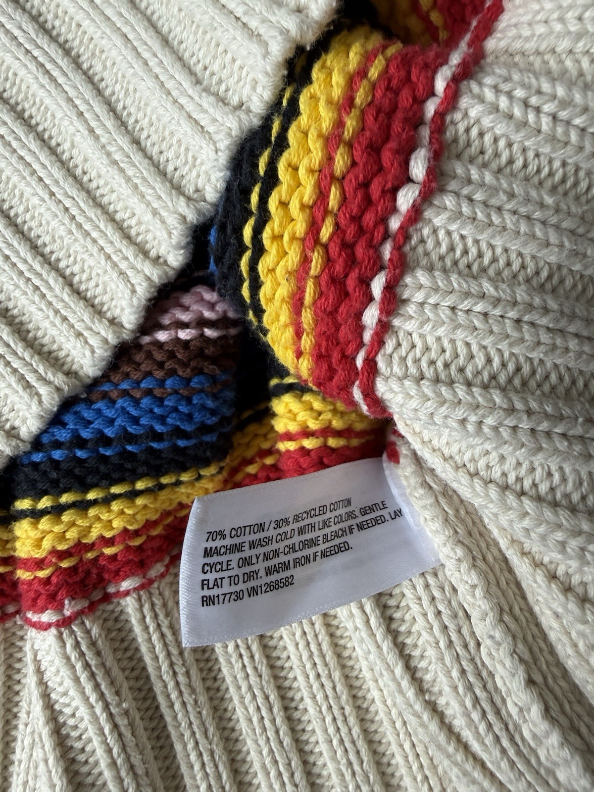 Rowing Blazers x Target Rainbow Stripe Cable Knit Sweater Unisex V Neck EUC image 9
