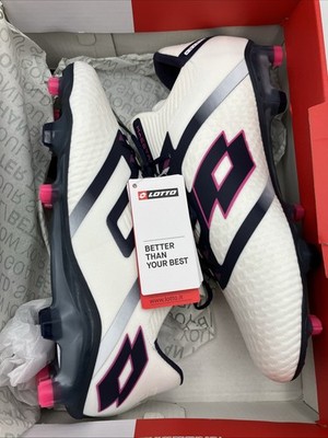 Lotto Maestro 100 IV FG Mens Soccer Cleats All White Navy Vivid Fuchsia 9.5 New