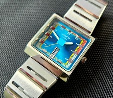 Seiko Alba V733-5A40 Vintage Blue Dial Men's Watch From JAPAN Facet Glass