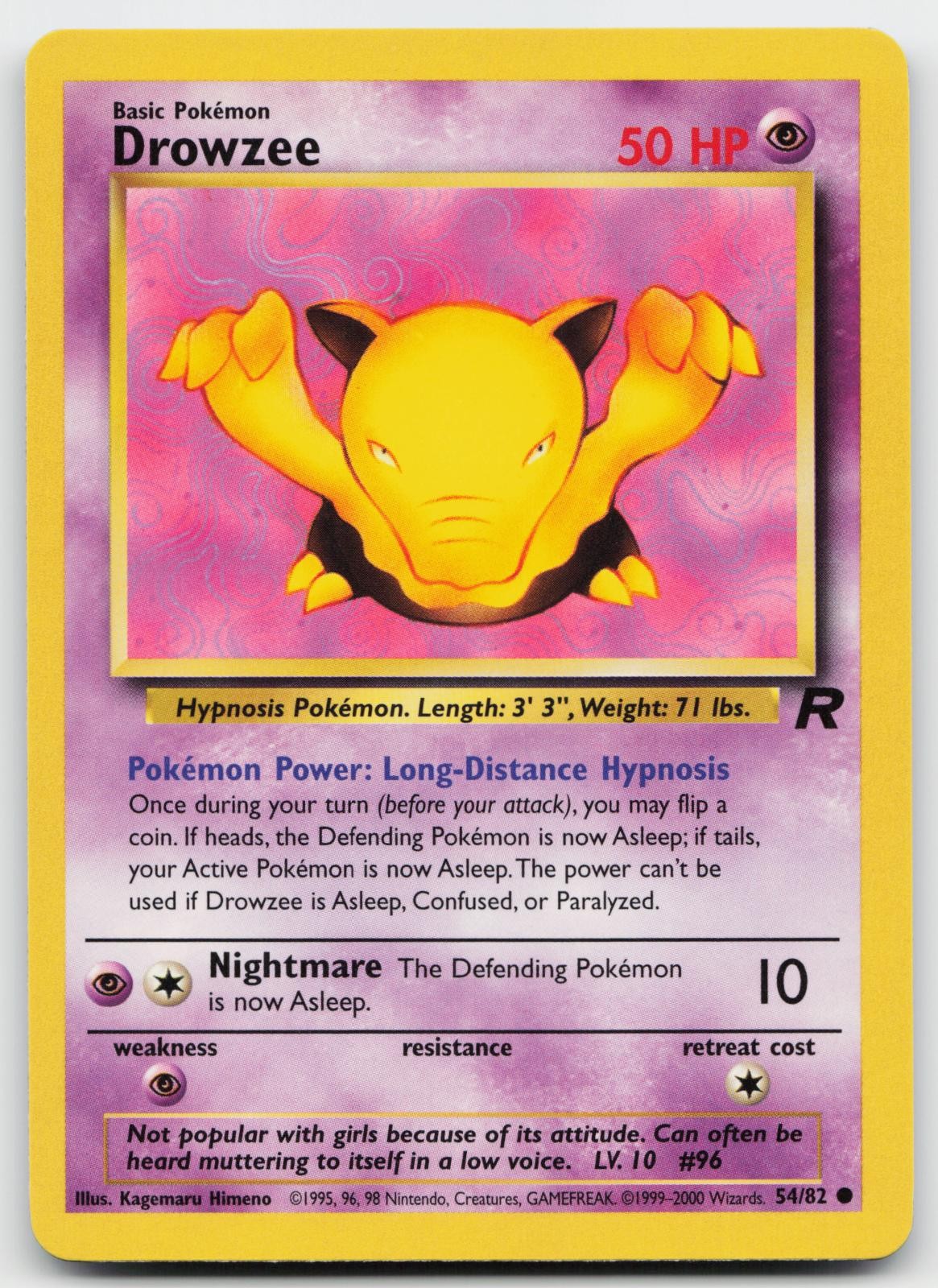 Drowzee 54/82 Common Team Rocket Pokemon Unlimited Near Mint 63