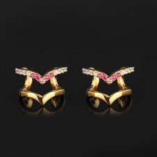 Orecchini Huggie Argento 925 Bicolore Zaffiro Rosa Rubino Topazio Bianco...