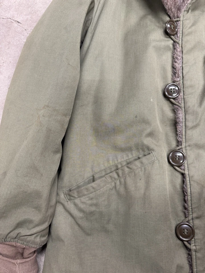 Chaqueta De Colección 1940 Segunda Guerra Mundial Ejército de Estados Unidos M-1943 Alpaca Pile Forro OD Verde Talla 34R Foto 3 de 4