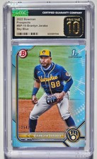 Branlyn Jaraba /499 Sky Blue Graded CSG 10 Pristine! 2022 Bowman Prospects 1st