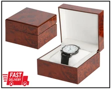 Wooden Single Watch Gift Box with Pillow, Wood Wristwatch Wrist Watch Case Stora