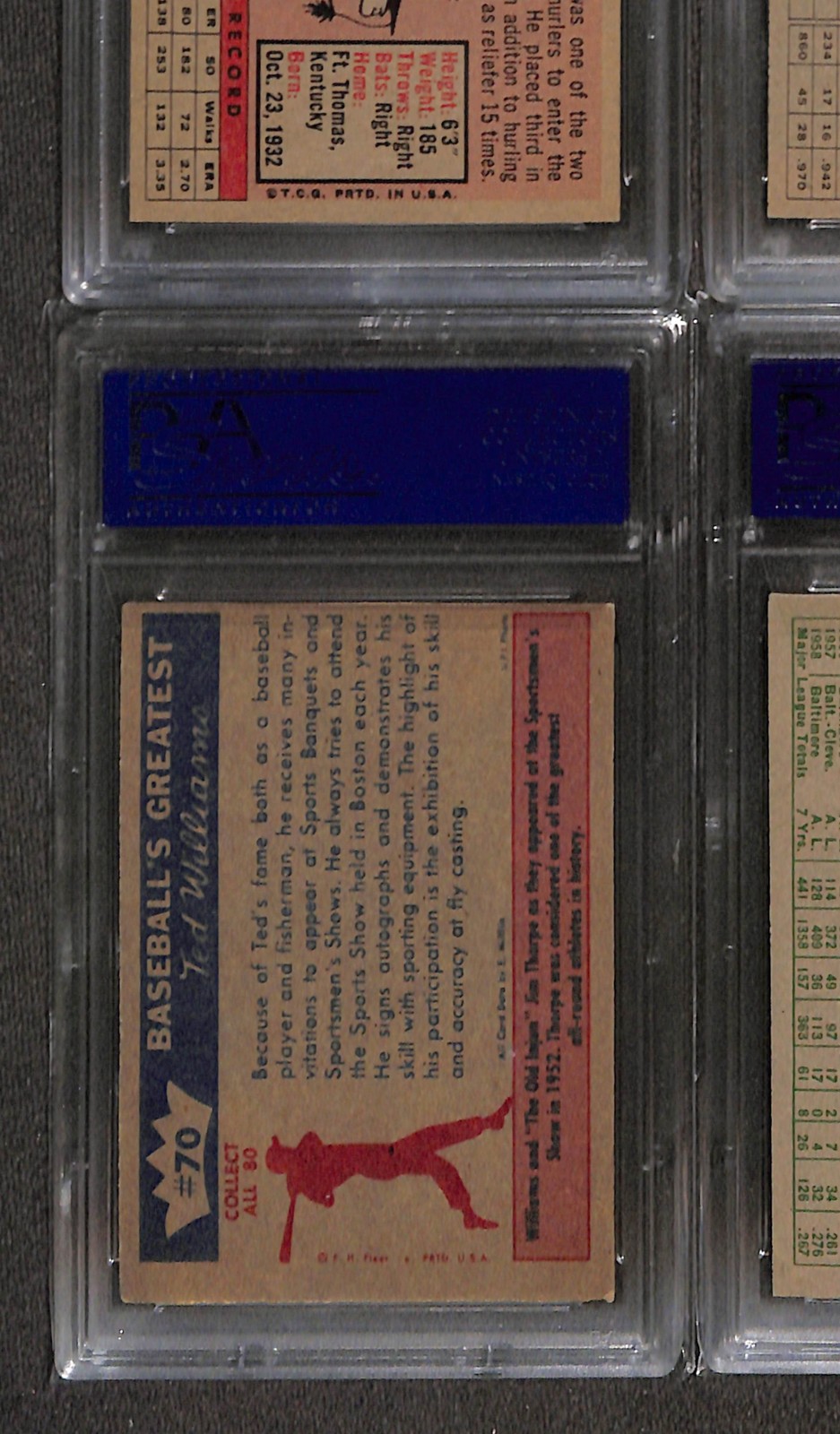 1959 FLEER TED WILLIAMS #70 TED WILLIAMS & JIM THORPE PSA 7 NM 14033495  view 2