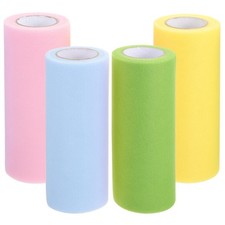 4 Rolls Tulle Fabric Diy Festival Hollow Web Ribbon Ribbons for Crafting