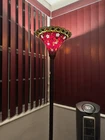 Tiffany Style Vintage Reading Floor Lamp Torchiere Star Red Stained Glass