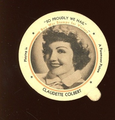 1943 F5-9 Dixie Lids Movie Stars #6 Claudette Colbert VG/EX *d3