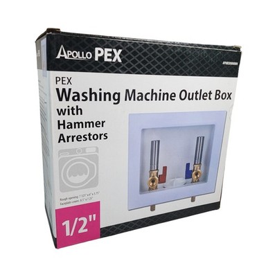 Apollo PEX Washing Machine Outlet Box 1/2'' with Water Hammer Arrestors