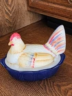 Fenton Folk Art Hand-painted Hen On Nest - Signed