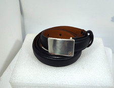 LRL Lauren Ralph Lauren Women M 28.5"-32.5" Black Leather Skinny Belt w Logo