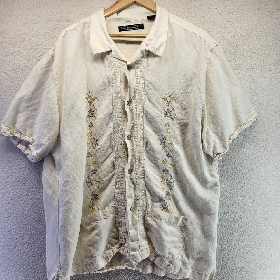 Camisa The Havanera Co Botones Para Hombre XL Beige Bordado Lino Foto 2 de 4