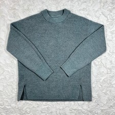 Lululemon Merino Wool-Blend Sweater Womens 6 Teal Rib Knit Crew Preppy Cozy Lux