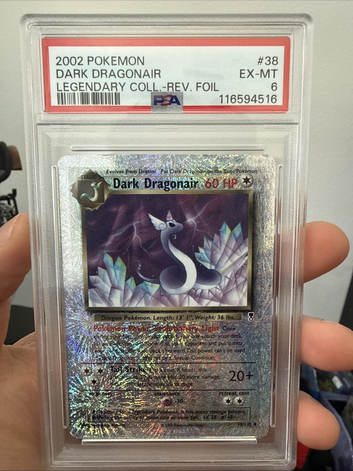 2002 Legendary (Collection) Reverse Holo Dark Dragonair Pokemon 38/110 PSA 6