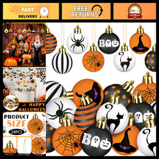 24 Pcs Halloween Ball Ornaments 1.57" - Spooky Tree Decorations, Festive Decor