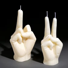 2 Pieces Middle Finger Candles Hand Candles Victory Gesture Candle Teen Room Dec