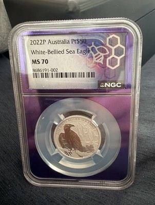 2022P Australia $50 Platinum White-Bellied Sea Eagle MS70 - 1/2 oz