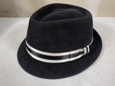 Vintage Makins Hats Black Felted Fedora Hat w Ribbon Made In USA Size L