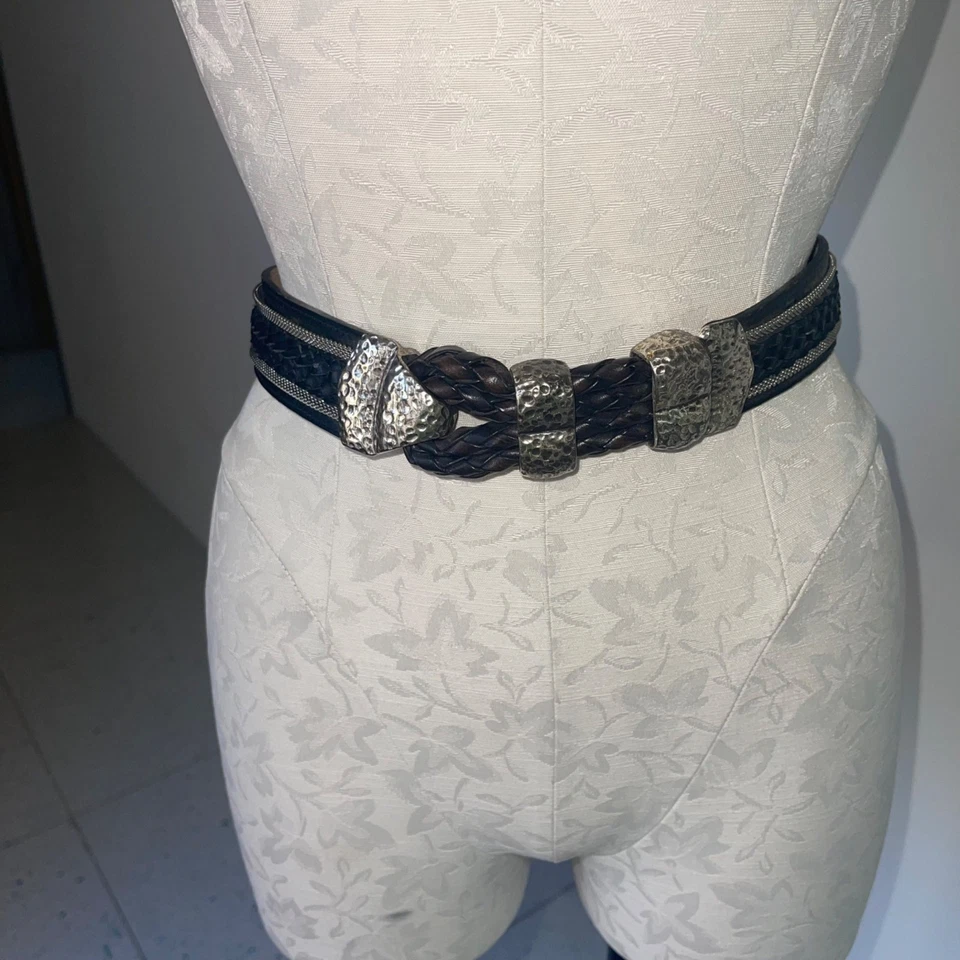 Streets Ahead Vintage Womens Belt One Size Black Adjustable Braided - Image 4 of 4