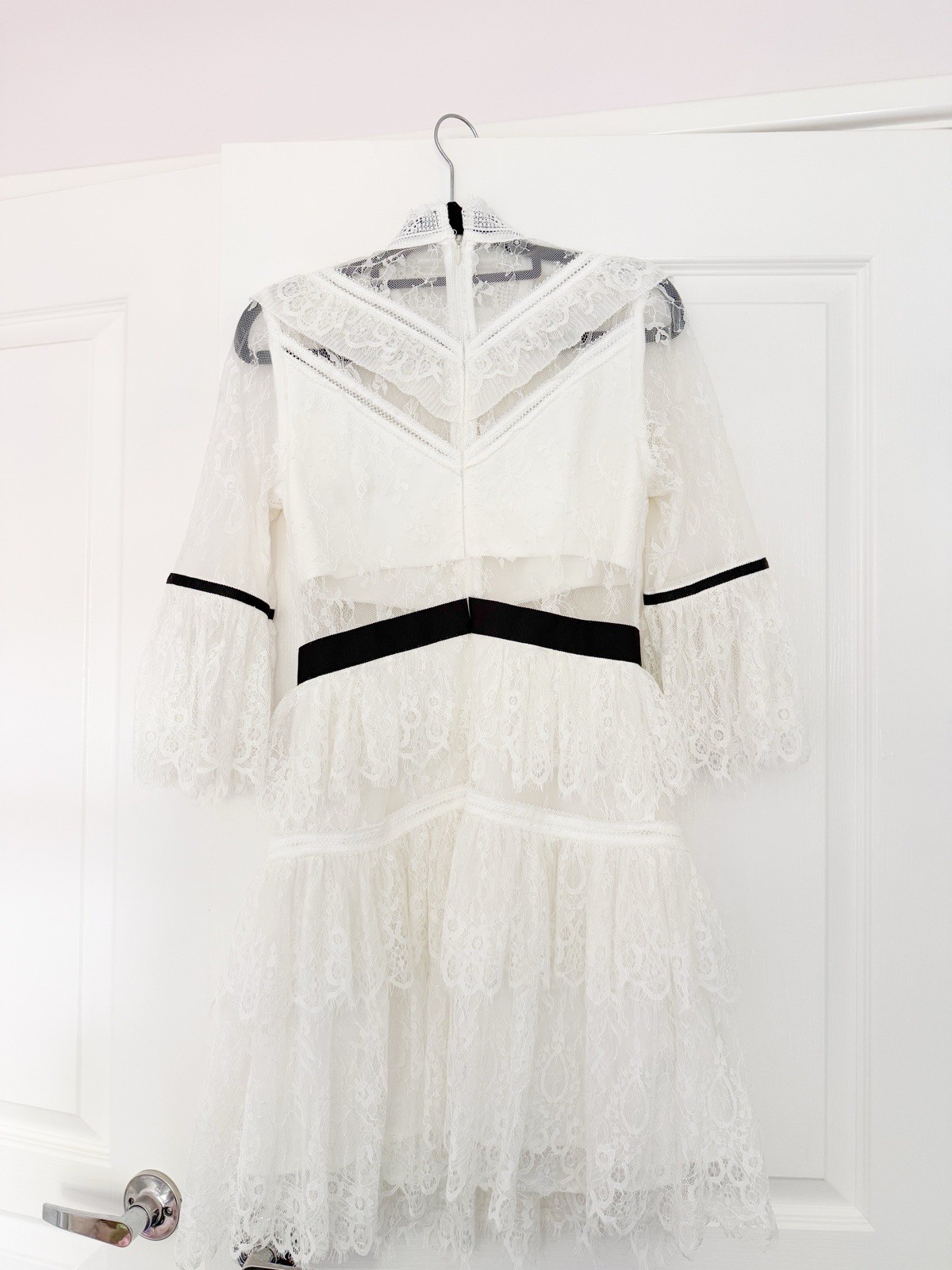 Self-Portrait Dress UK 8 US 4 White Fine Lace Mini Wedding Bridal Hens RRP: $795 image 7