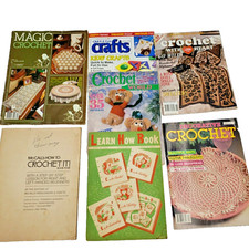 Learn to Crochet Magazine LOT Easy Patterns 50s 70s 80s Lace Clothing Animals