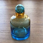 Vintage Evolution by Waterford Crystal Art Glass Decanter Amber & Turquoise