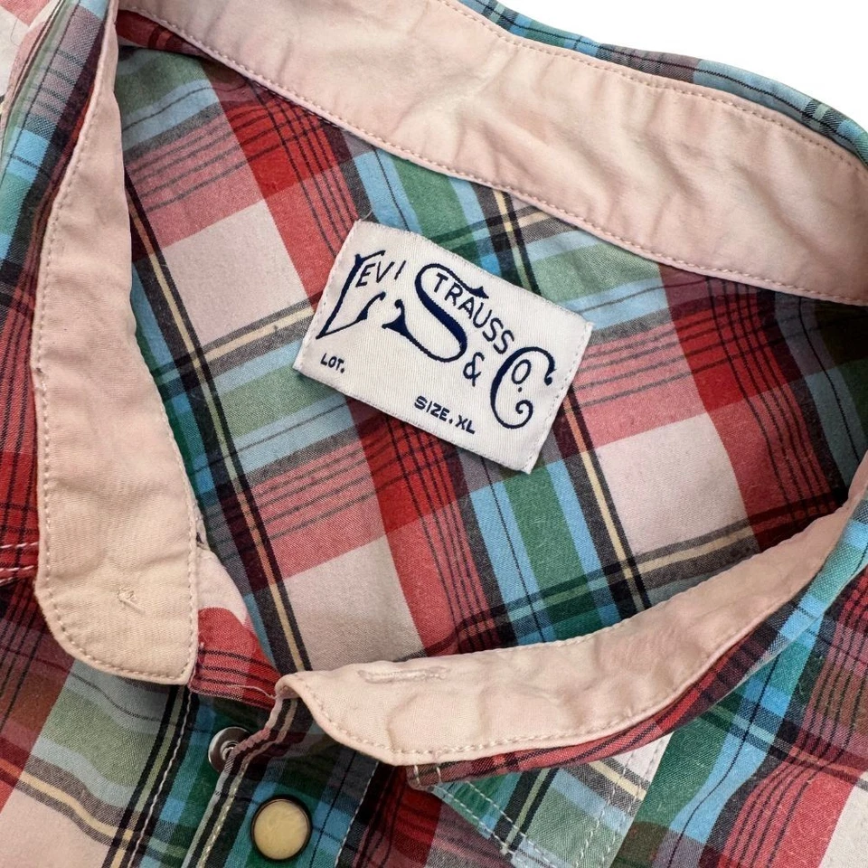 Vintage 90s Camisa Levi’s Hombre Talla XL Cuadros Multicolor Western style - Imagen 4 de 4