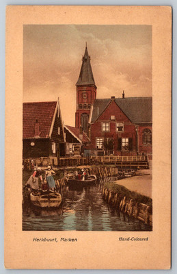 c1910s Kerkbuurt Marken Netherlands Sealtiel Hand-Coloured Postcard