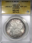 1880-O Morgan Dollar ANACS MS60 Details Cleaned VAM-6A TOP 100 2ND 8/7