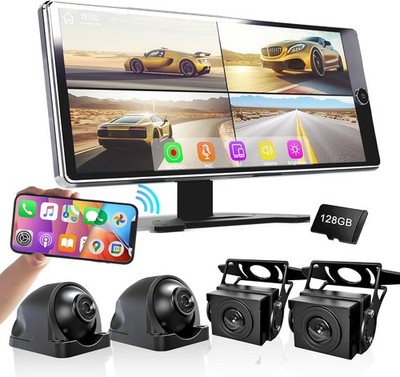 Wireless CarPlay Screen 10.36''  for Car & 4K 4CH Dash Cam with Android Auto