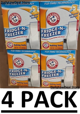 #ad 4 PACK Arm amp; Hammer Baking Soda Fridge n Freezer Odor Absorber 14 oz EACH $8.81